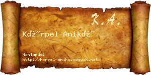 Körpel Anikó névjegykártya
